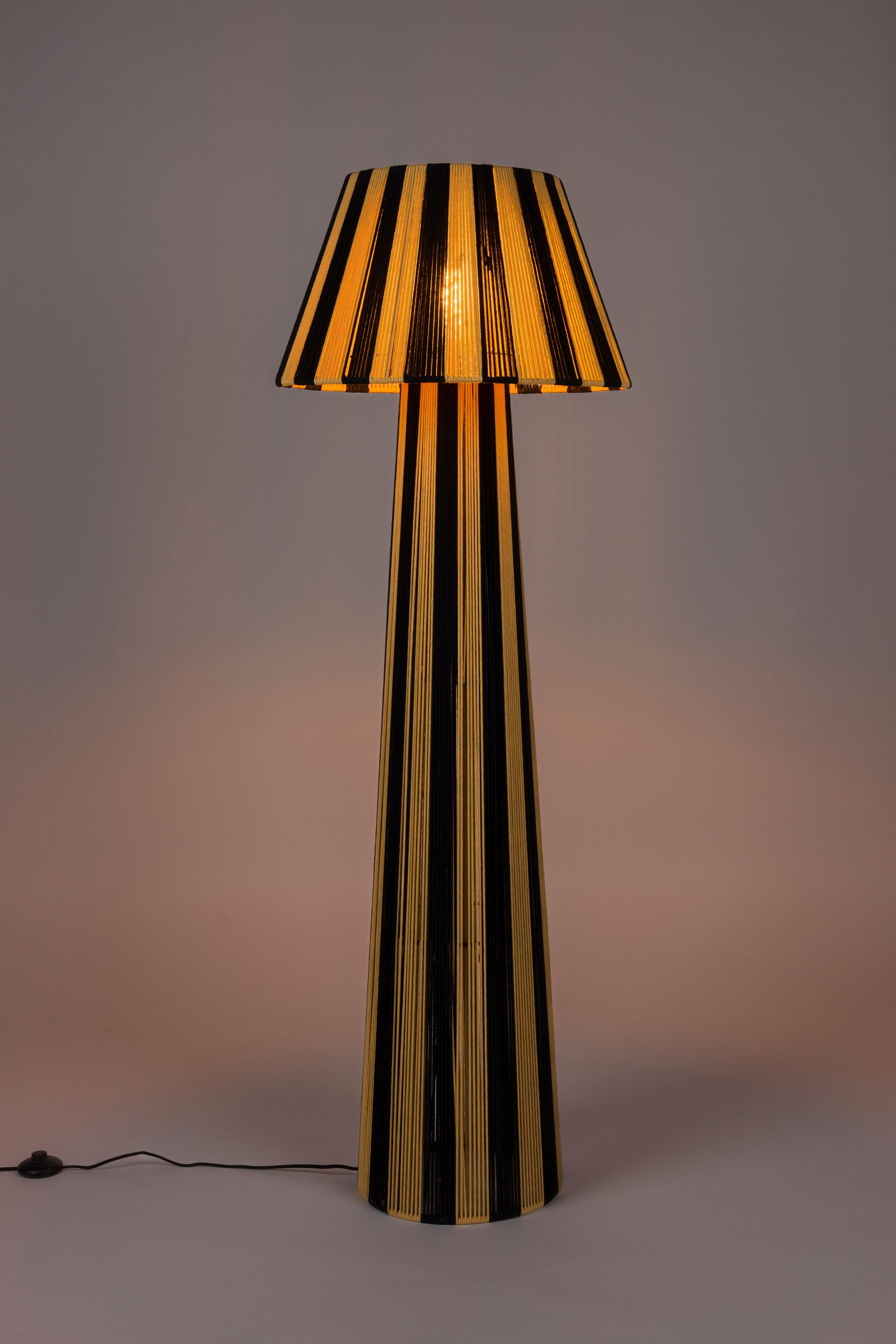 Bold Monkey Stripe It Up Black & Natural Rope Floor Lamp